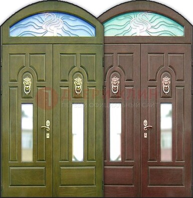 Стальная арочная дверь со стеклом ДА-17 для монолитного дома в Одинцово