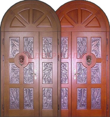 Металлическая арочная дверь со стеклом ДА-28 в коттедж в Одинцово