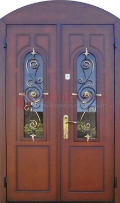 Двухстворчатая стальная дверь Винорит в форме арки ДА-55 в Мурино