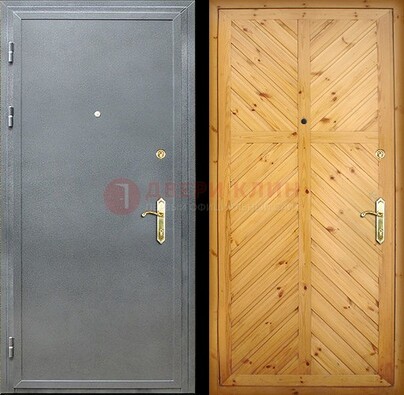 Серая металлическая дверь с евровагонкой ДЕ-12 в Одинцово