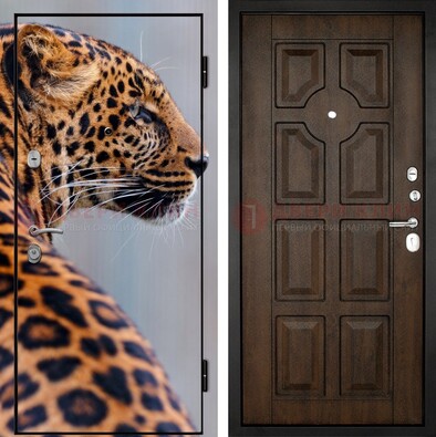 Металлическая дверь с фотопечатью леопарда ДФ-26 в Одинцово