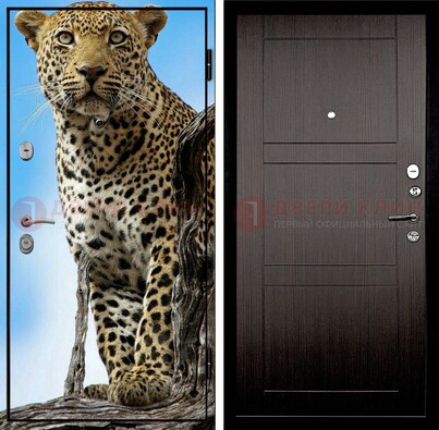 Железная дверь с рисунком гепарда снаружи ДФ-27 в Курске