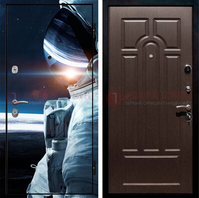 Стальная дверь с фотопечатью космонавта ДФ-4 в Одинцово