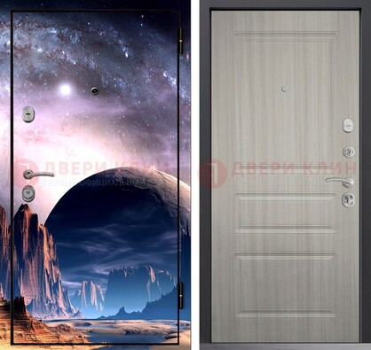 Железная дверь с фотопечатью космоса и планеты ДФ-50 в Одинцово