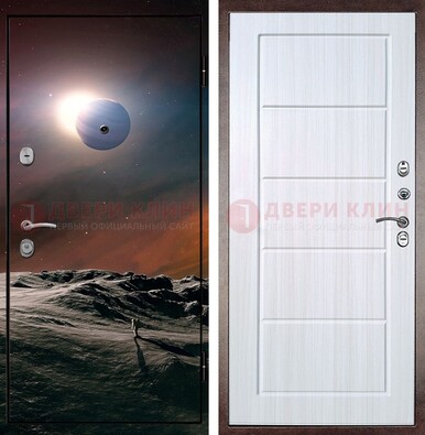 Стальная дверь с фотопечатью планет ДФ-8 в Красноармейске