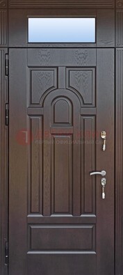 Железная дверь с фрамугой в коричневом цвете ДФГ-22 в Одинцово