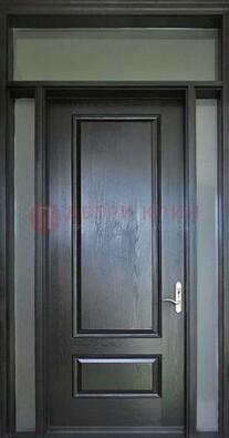 Черная металлическая дверь с фрамугами и стеклом ДФГ-24 в Одинцово