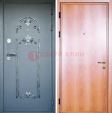 Железная дверь с ковкой ламинат внутри ДК-11 в квартиру в Щелково