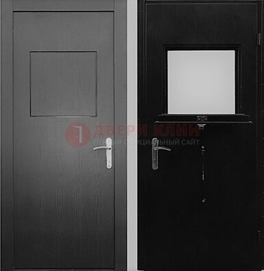 Черная стальная дверь в кассу ламинат внутри ДКС-3 в Одинцово