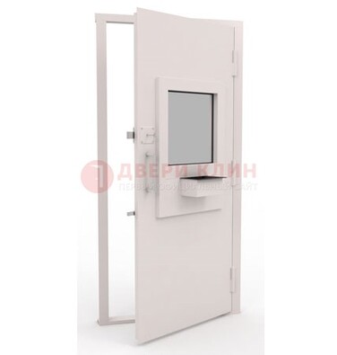 Белая металлическая дверь в кассу с нитроэмалью ДКС-4 в Одинцово
