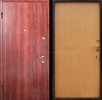 Красная железная дверь с ламинатом ДЛ-3 в Одинцово