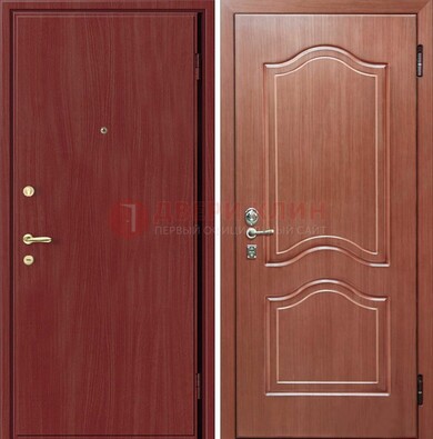 Красная металлическая дверь с ламинатом МДФ внутри ДЛ-8 в Одинцово