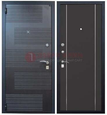 Темная металлическая дверь с МДФ ДМ-105 в деревянный дом в Одинцово