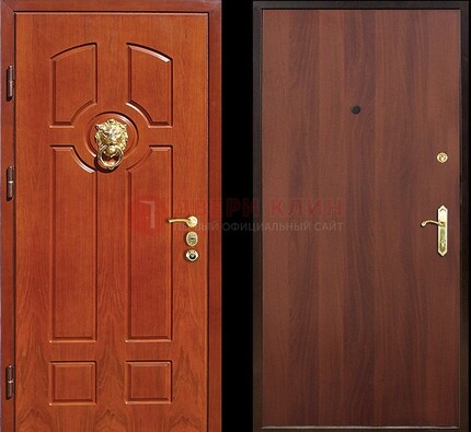 Оранжевая стальная дверь с МДФ ламинат внутри ДМ-18 в квартиру в Одинцово