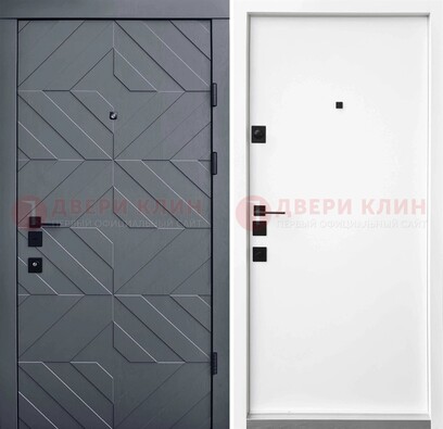 Темная уличная дверь с филенчатой МДФ внутри ДМ-205 в Одинцово