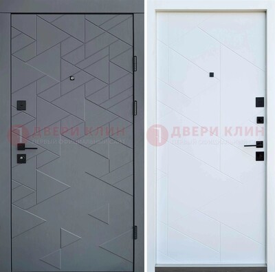 Серая металлическая дверь МДФ с узором  ДМ-224 в Одинцово