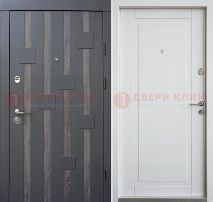 Темная металлическая дверь c белом МДФ внутри ДМ-231 в Одинцово