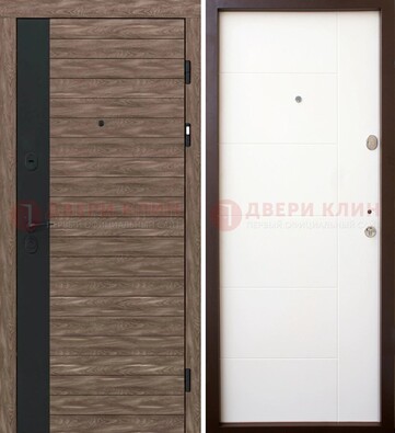 Коричневая входная дверь с черной вставкой МДФ ДМ-239 в Одинцово