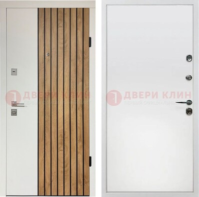 Белая с коричневой вставкой филенчатая дверь МДФ ДМ-278 в Одинцово