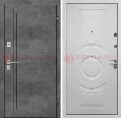Металлическая серая дверь с МДФ светло-серой внутри ДМ-287 в Одинцово
