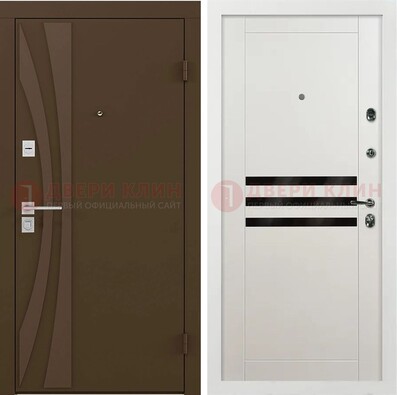 Стальная коричневая дверь с МДФ панелями ДМ-293 в Одинцово