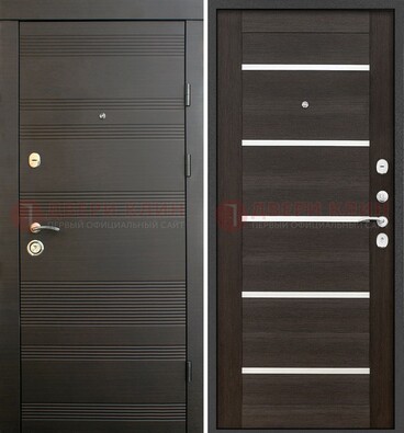 Черная металлическая входная дверь и внутри коричневый МДФ ДМ-301 в Одинцово