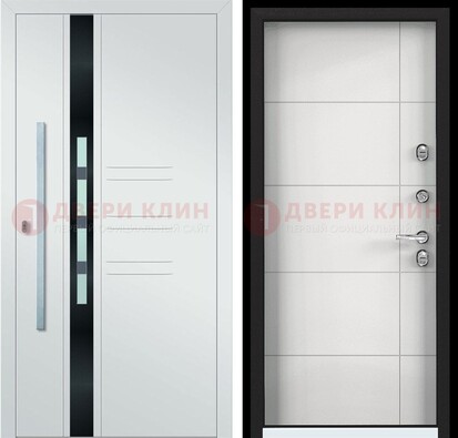 Металлическая дверь в белом цвете с МДФ ДМ-323 в Одинцово