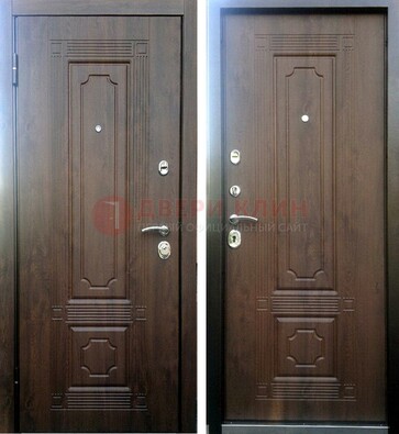Коричневая металлическая дверь с МДФ ДМ-32 на дачу в Одинцово