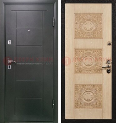 Темная железная дверь с МДФ в квартиру ДМ-344 в Одинцово