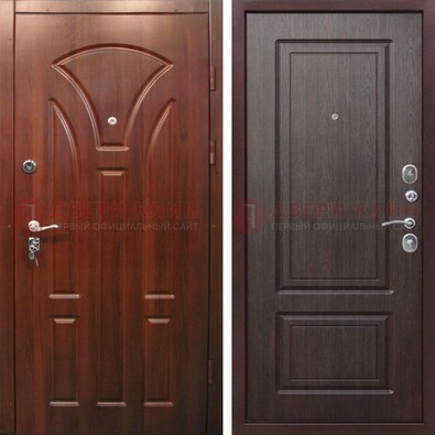 Темная железная дверь с коричневыми МДФ ДМ-376 в Одинцово