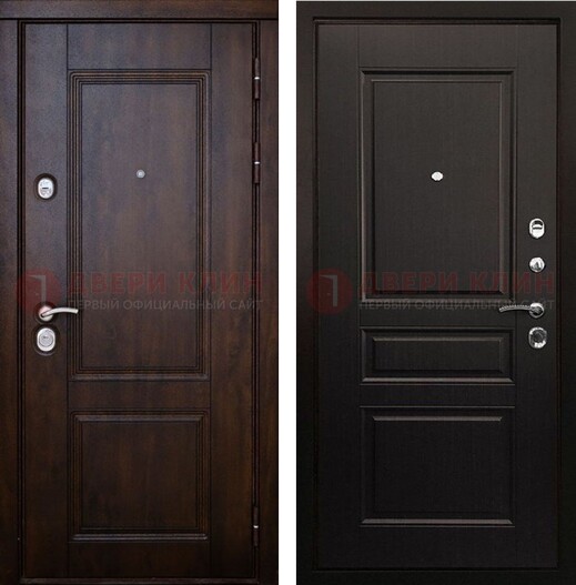Классическая железная дверь с темными МДФ панелями ДМ-390