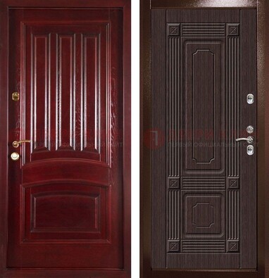 Красная стальная дверь с филенчатой МДФ ДМ-398 в Одинцово