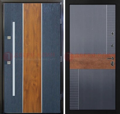 Темная металлическая дверь МДФ со вставками ДМ-411 в Подольске
