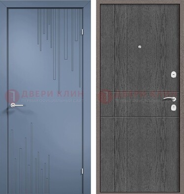 Синяя металлическая дверь МДФ в квартиру ДМ-434 в Одинцово