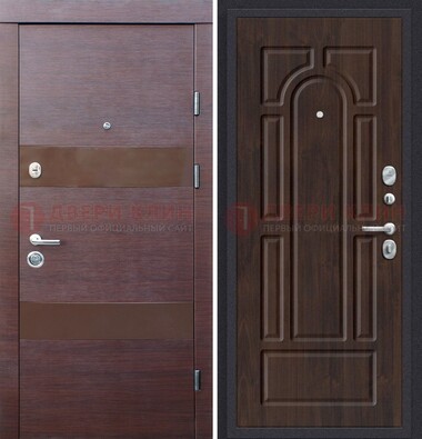 Железная дверь с коричневыми МДФ ДМ-464 в Дмитрове