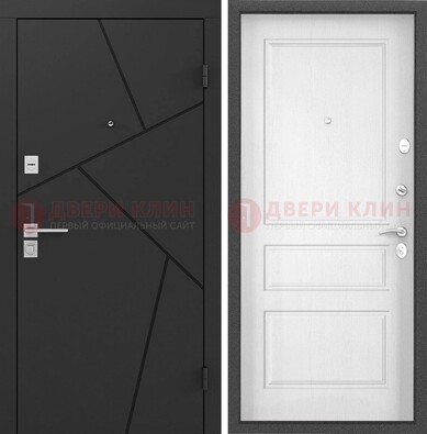 Черная металлическая дверь с белой МДФ внутри ДМ-465 в Одинцово