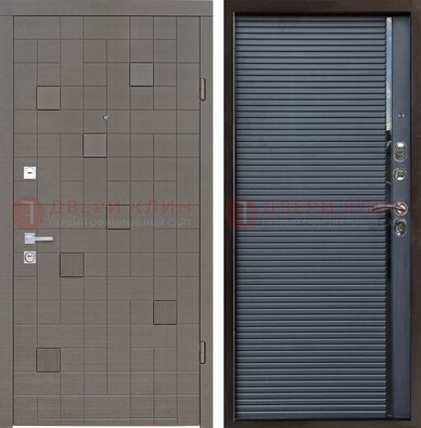 Темная стальная дверь с панелями МДФ хайтек ДМ-467 в Одинцово