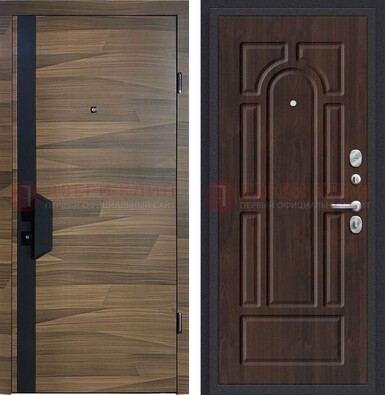 Коричневая железная дверь с МДФ панелями для квартиры ДМ-477 в Белгороде