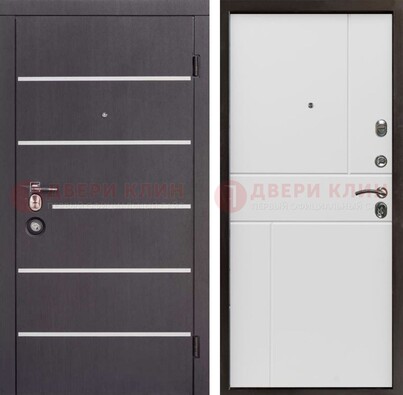Темная стальная дверь с белыми вставками с МДФ ДМ-482 в Одинцово