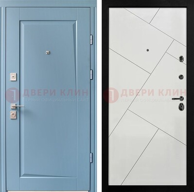 Синяя железная дверь с МДФ панелями ДМ-491 в Одинцово