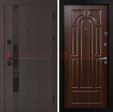 Темная входная дверь с МДФ панелями в квартиру ДМ-499 в Одинцово