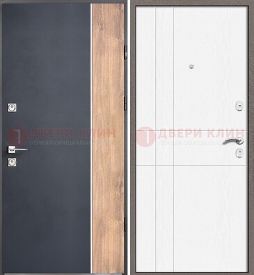 Стальная дверь с МДФ серая и белая в квартиру ДМ-507 в Оренбурге