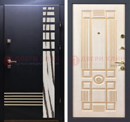 Черная железная дверь с МДФ панелями ДМ-510 в Одинцово