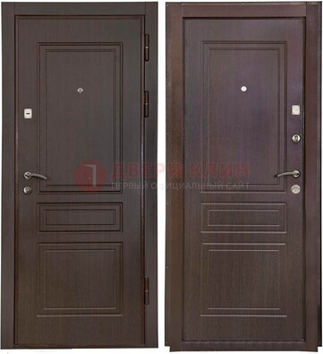Антивандальная коричневая железная дверь с МДФ ДМ-61 в Одинцово