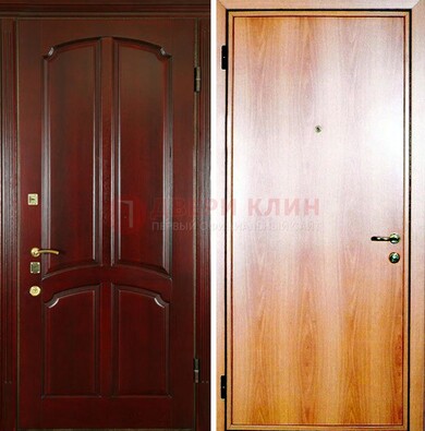 Темная железная дверь с массивом дуба ДМД-13 в Одинцово