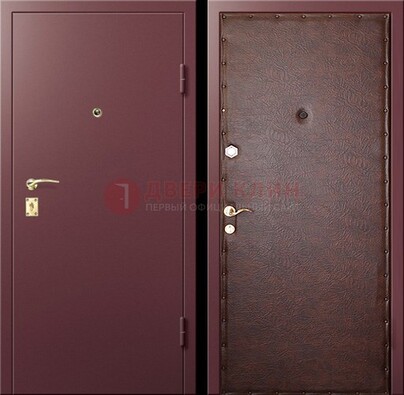 Бордовая железная дверь с нитроэмалью ДН-1 в Одинцово