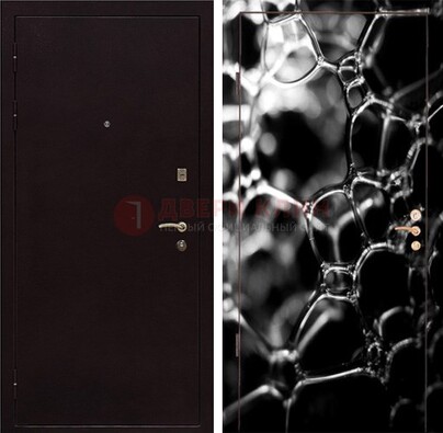 Черная стальная дверь с порошковым окрасом с фотопечатью ДП-158 в Одинцово