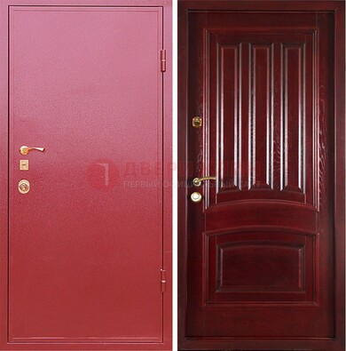 Красная металлическая дверь с порошковым напылением ДП-165 в Одинцово