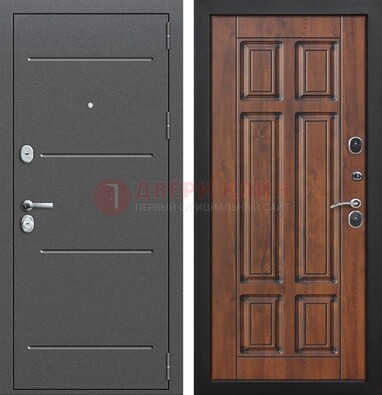 Стальная дверь с порошковым покрытием Антик серебро и филенчатой МДФ ДП-267 в Одинцово