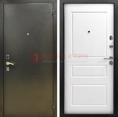 Входная дверь Темное серебро с порошковым напылением и белой МДФ ДП-272 в Одинцово